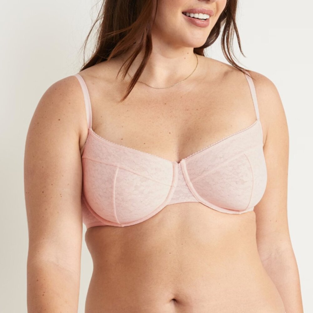 Mesh Underwire Balconette Light Pink Bra | Old Navy | 40D | New w/o Tags
